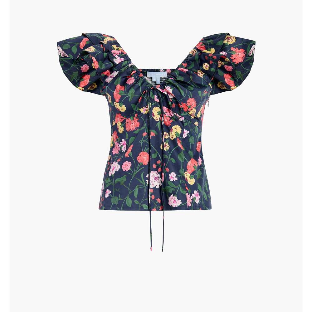 NWT UNOPENED Hill House Home Zuri Top - Navy Peony Bouquet Cotton Sateen Size XS